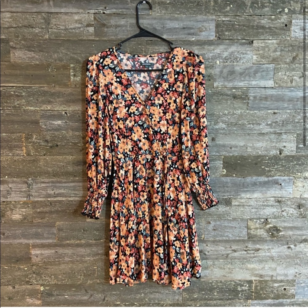 wild fable tie floral dress black orange NEW XS